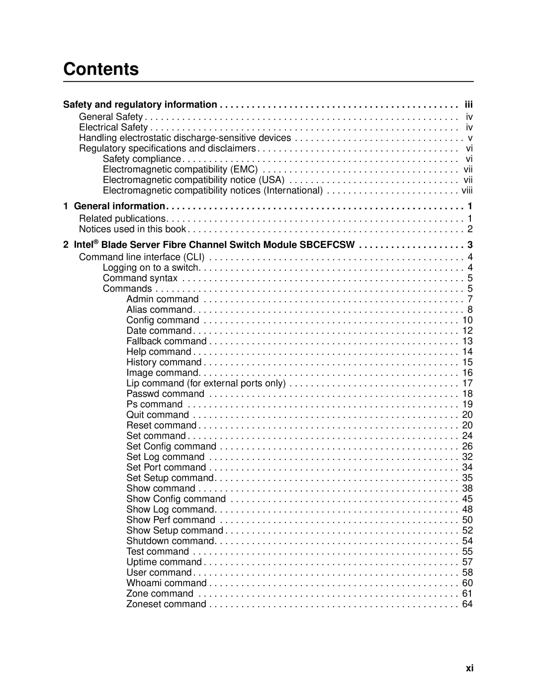 Intel SBCEFCSW, SBFCM manual Contents 