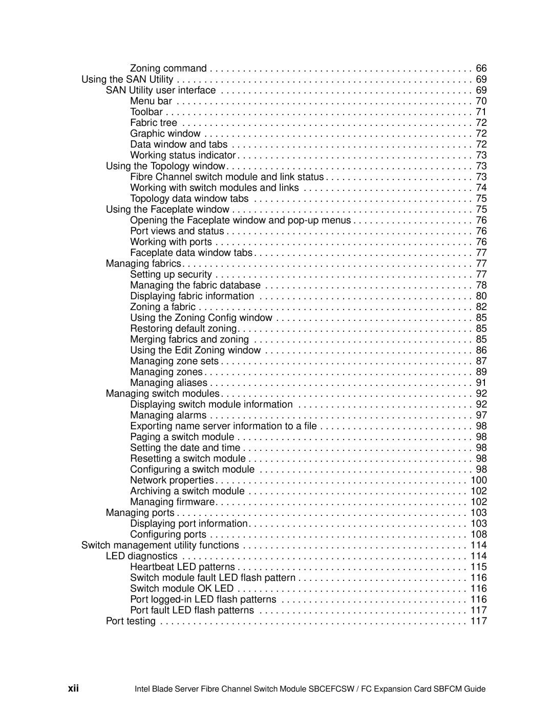 Intel SBFCM, SBCEFCSW manual Xii 