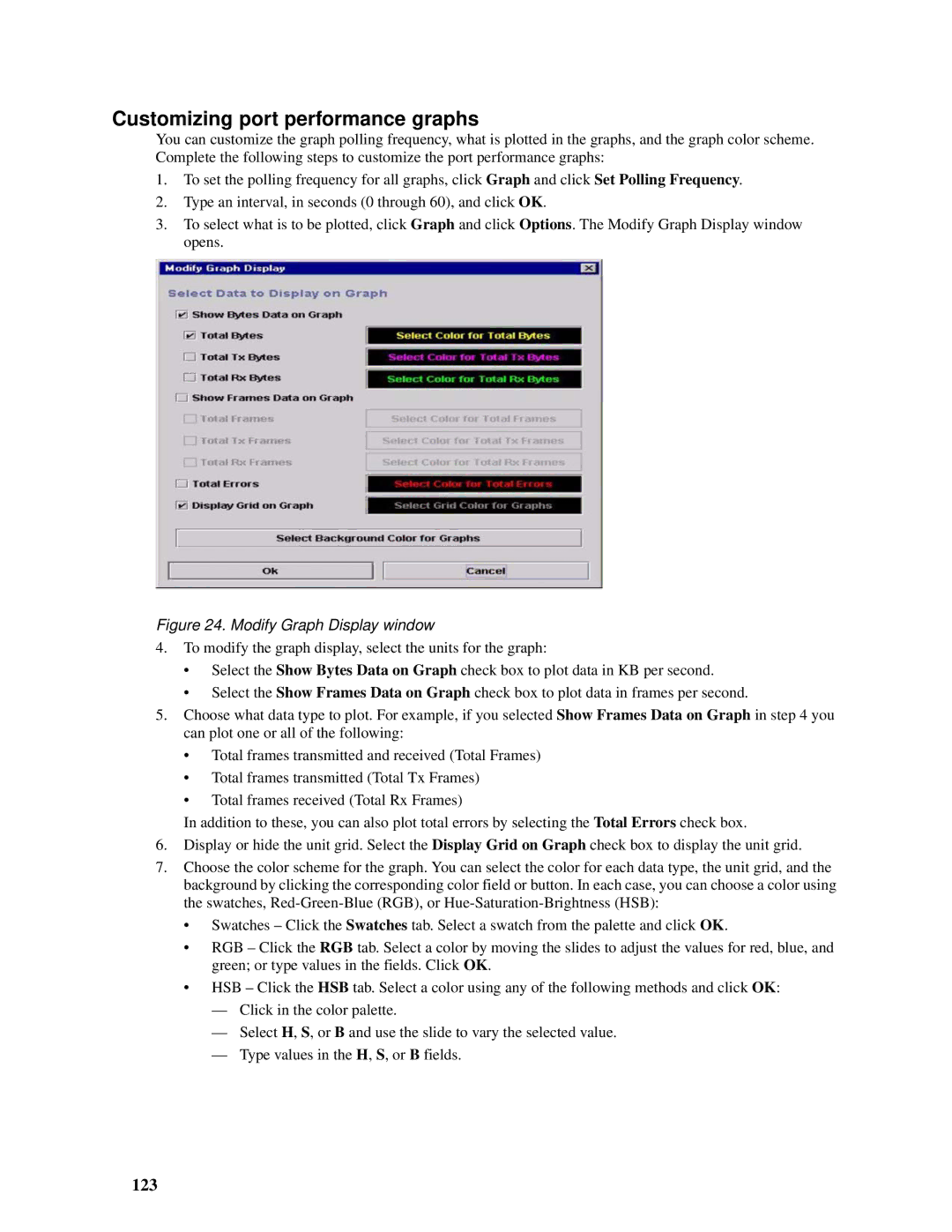 Intel SBCEFCSW, SBFCM manual Customizing port performance graphs, 123 