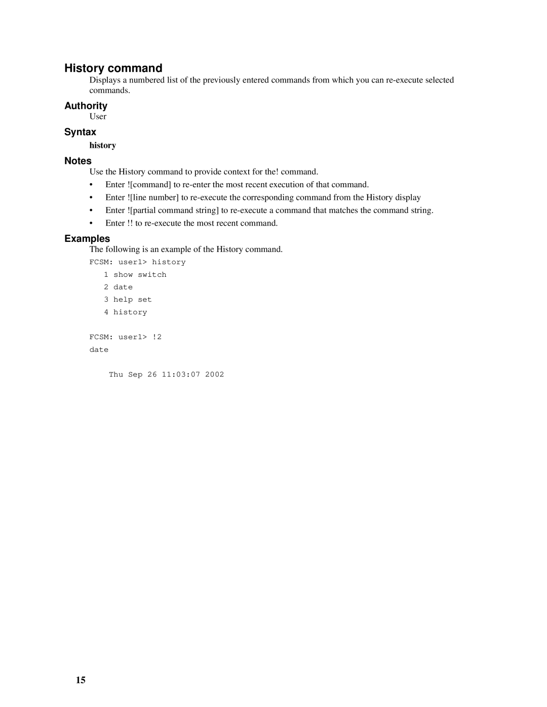 Intel SBCEFCSW, SBFCM manual Following is an example of the History command 