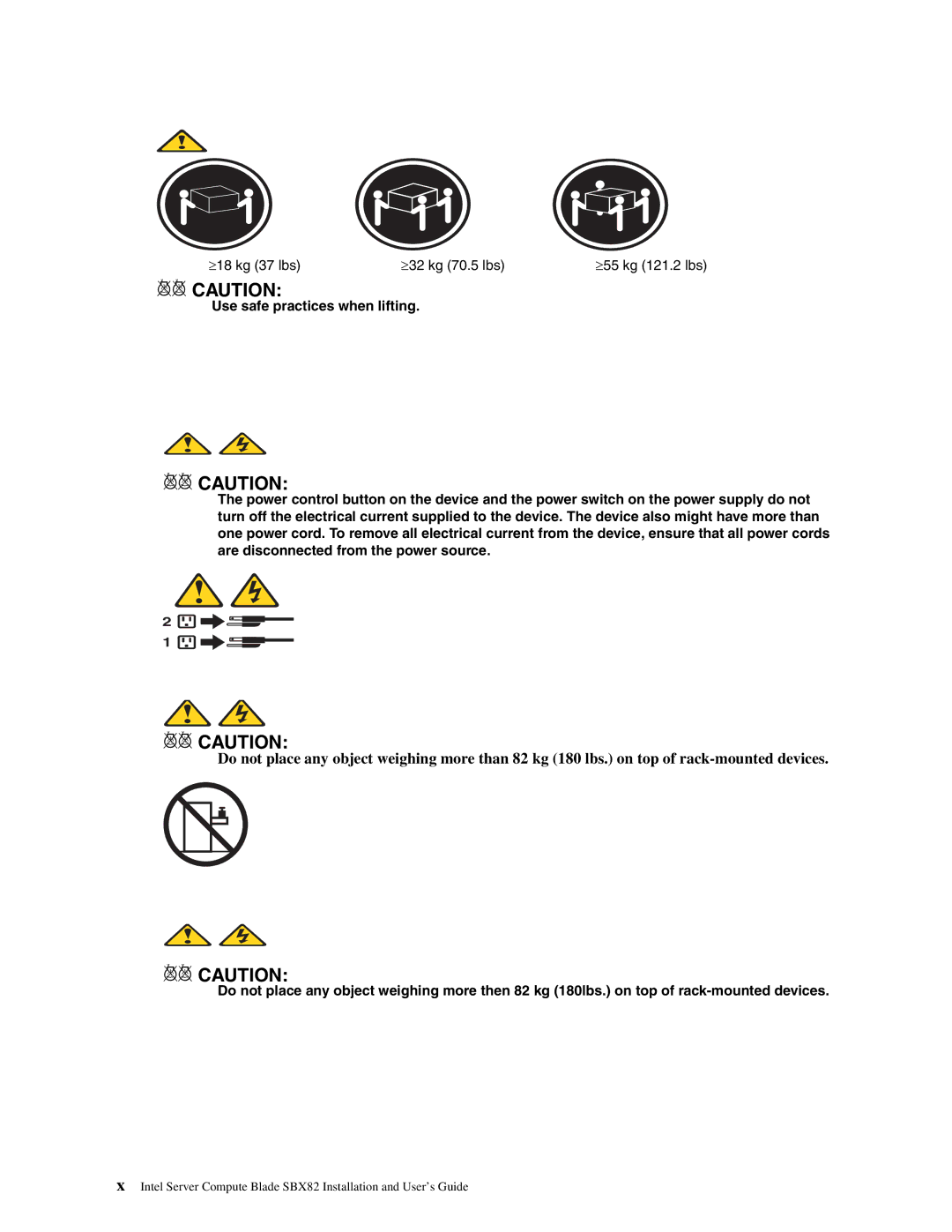 Intel SBX82 manual Use safe practices when lifting 