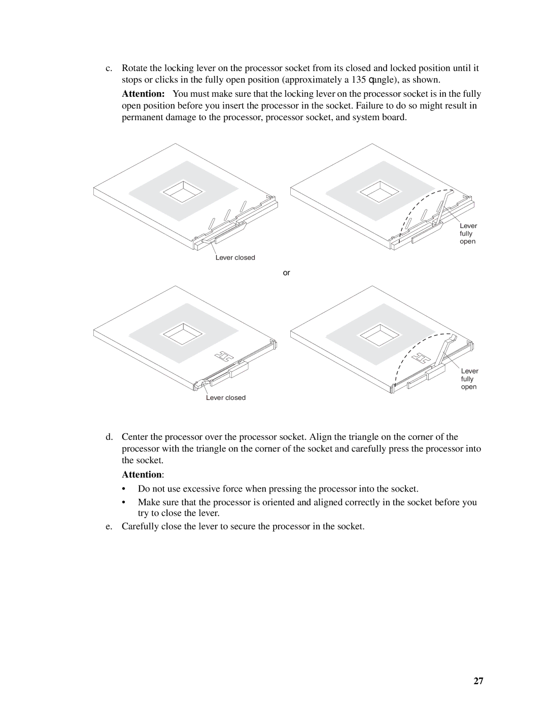 Intel SBX82 manual Lever fully open Lever closed 