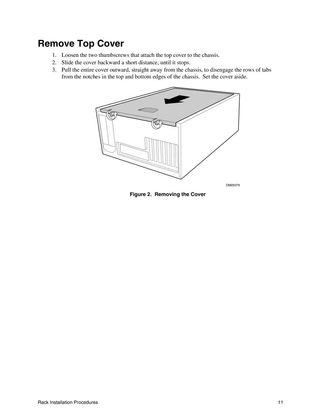 Intel SC5000 manual Remove Top Cover, Removing the Cover 