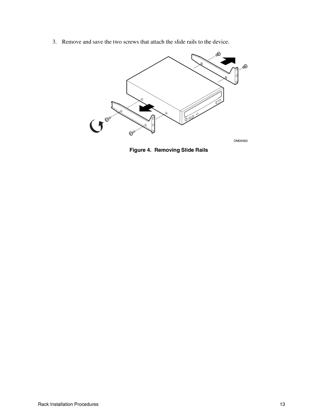 Intel SC5000 manual Removing Slide Rails 