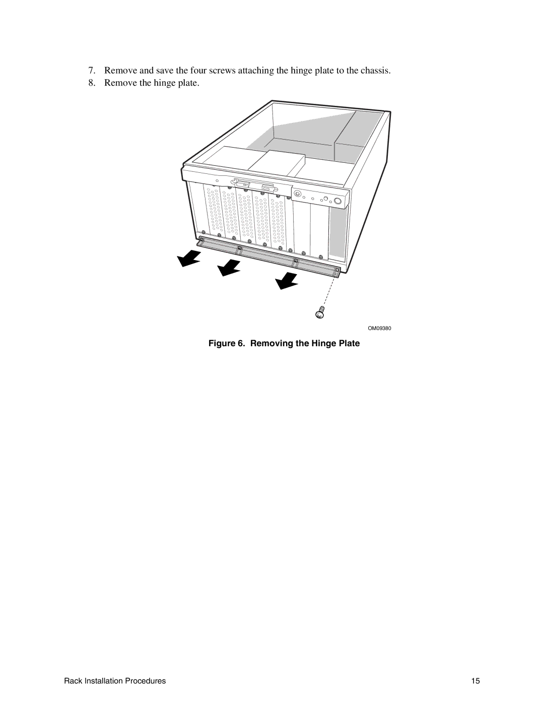 Intel SC5000 manual Removing the Hinge Plate 