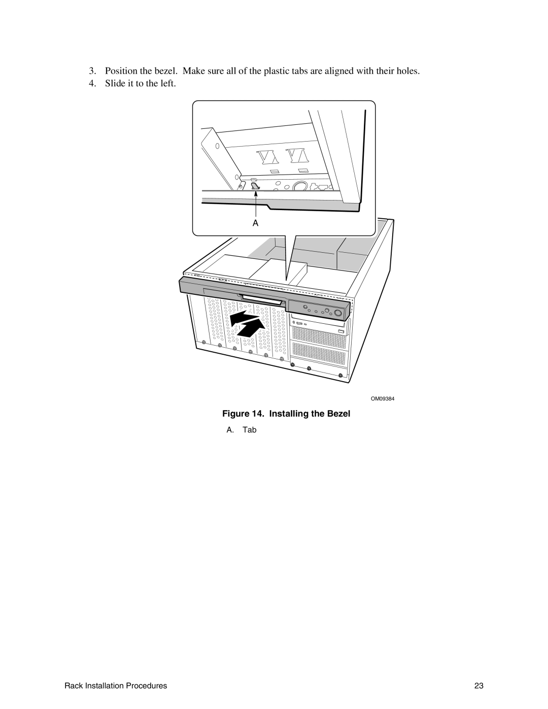 Intel SC5000 manual Installing the Bezel 