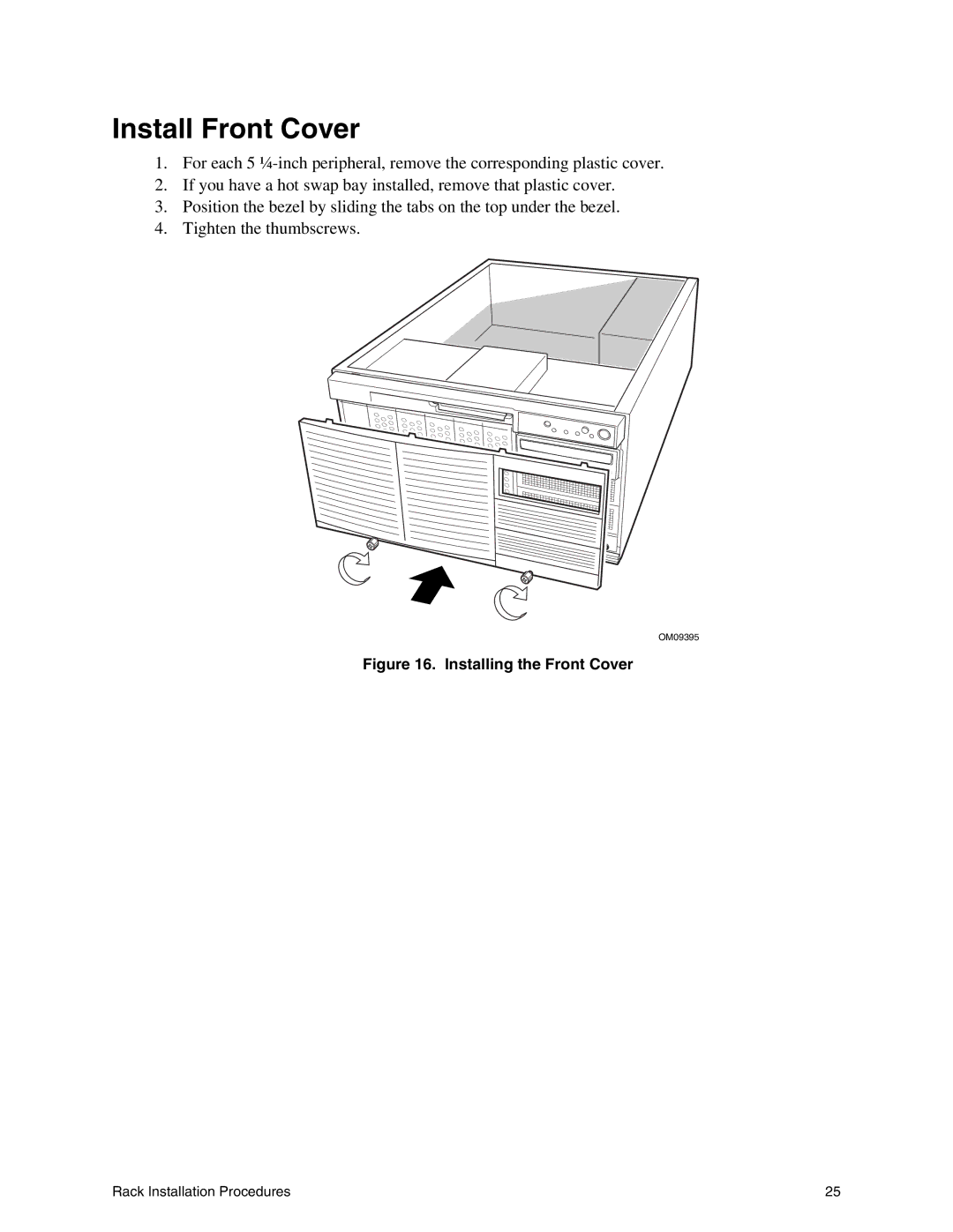 Intel SC5000 manual Install Front Cover, Installing the Front Cover 