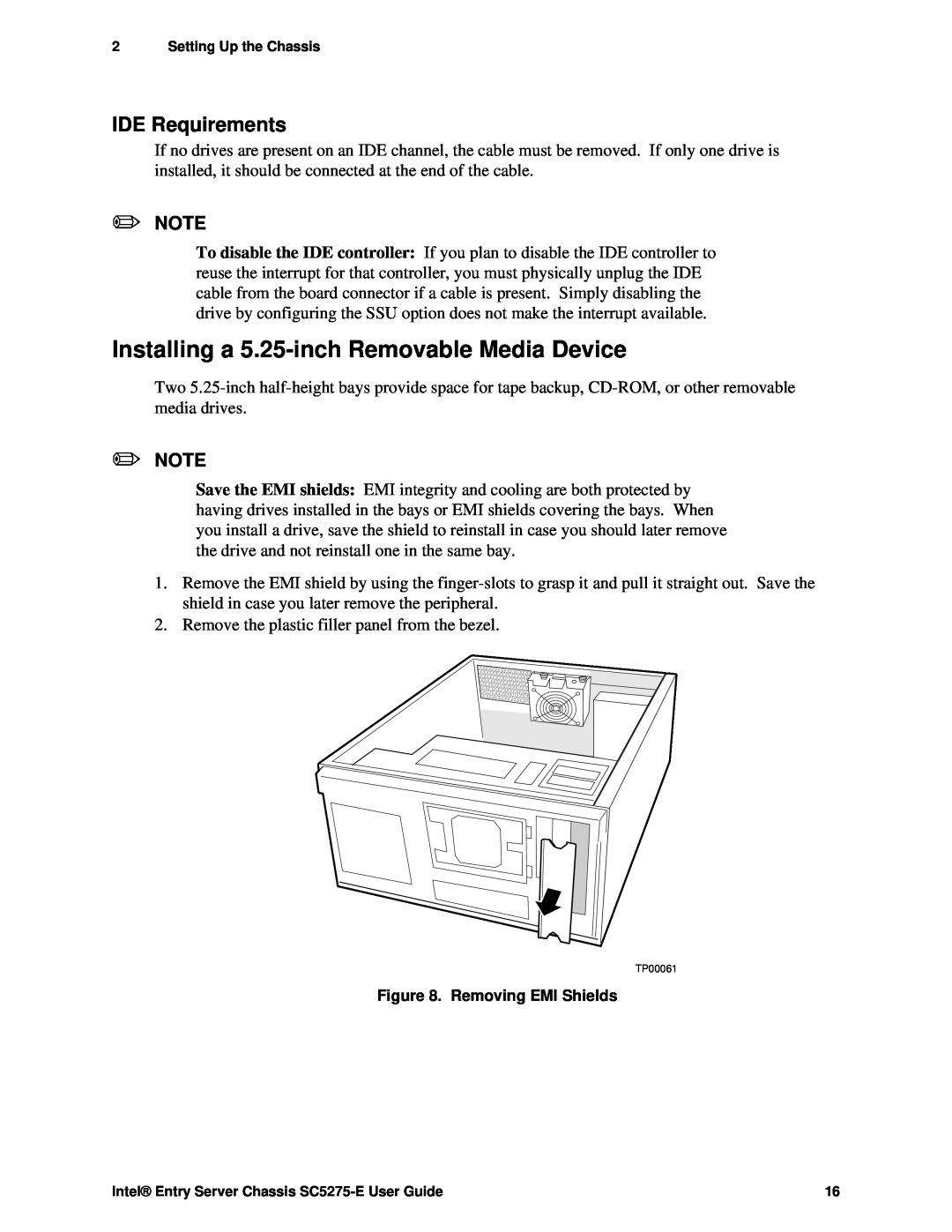 Intel SC5275-E, C50277-001 manual Installing a 5.25-inch Removable Media Device, IDE Requirements 