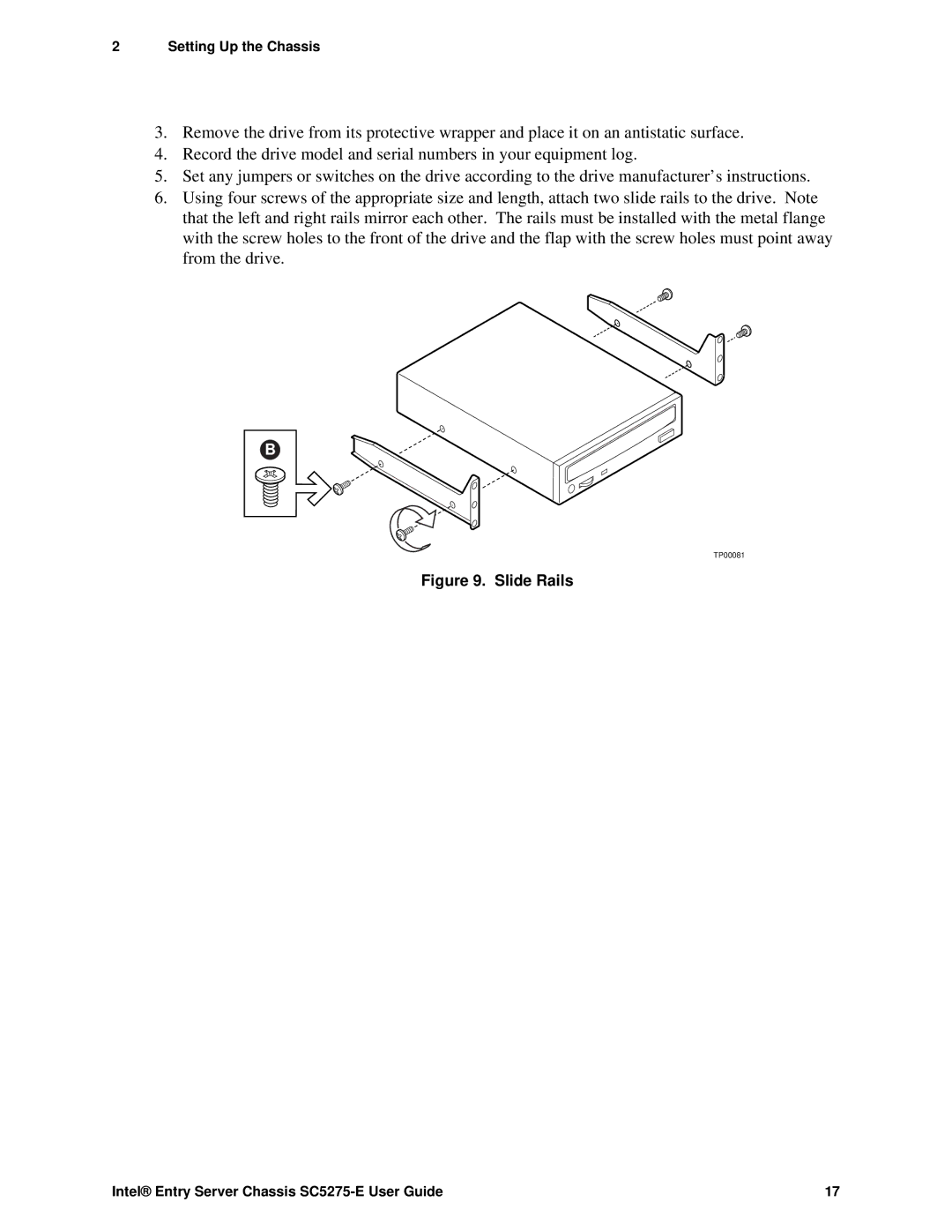 Intel C50277-001, SC5275-E manual Slide Rails 