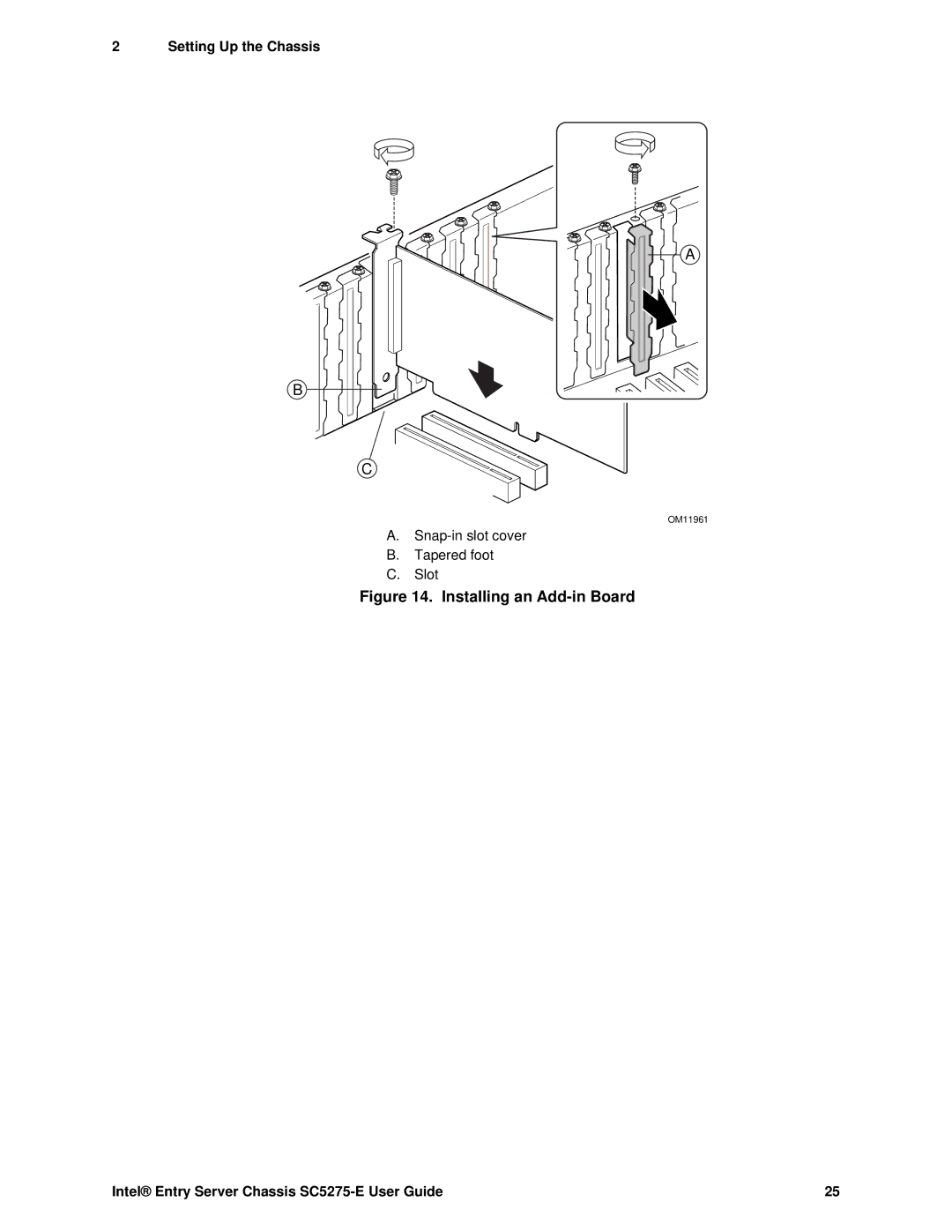 Intel C50277-001, SC5275-E manual Installing an Add-in Board 