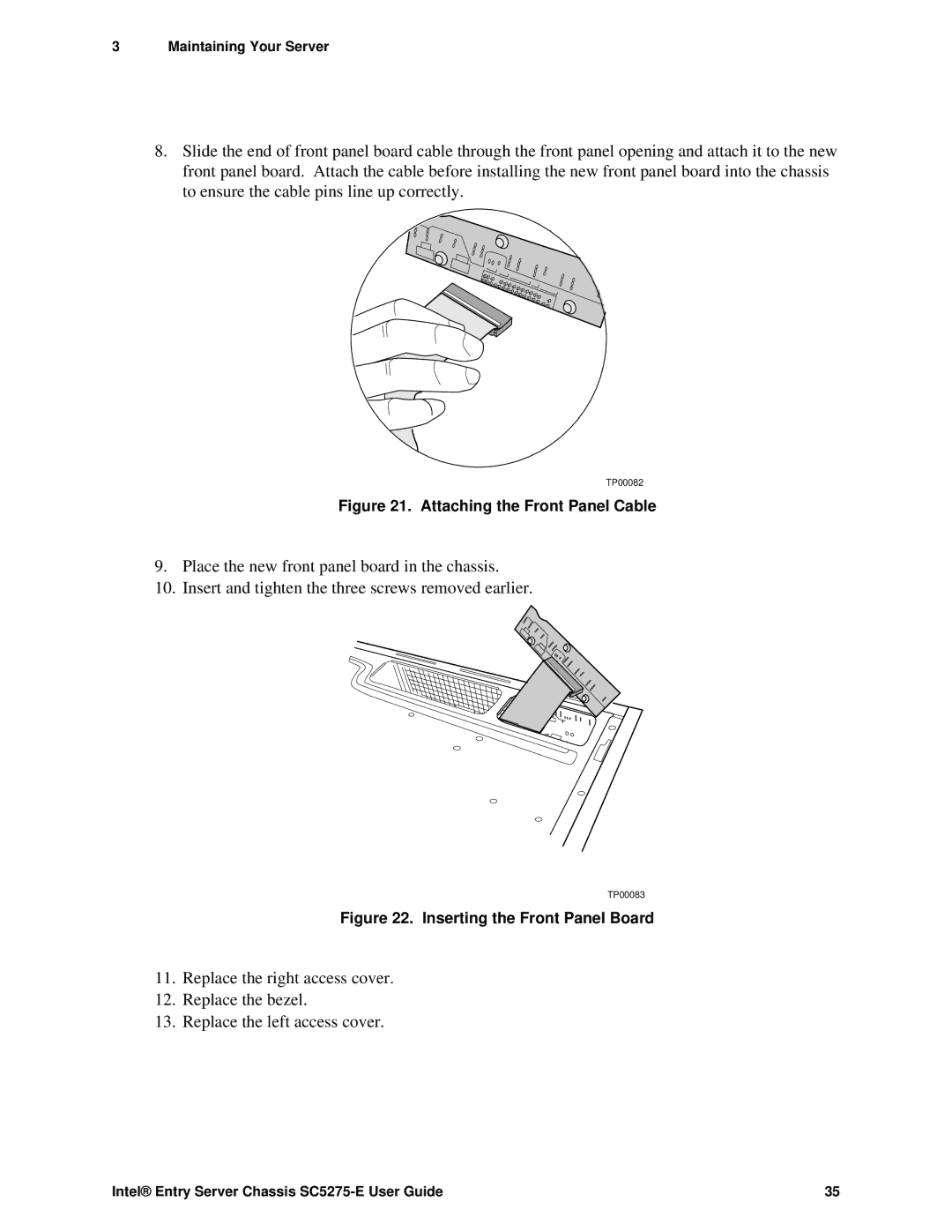 Intel C50277-001, SC5275-E manual Attaching the Front Panel Cable 