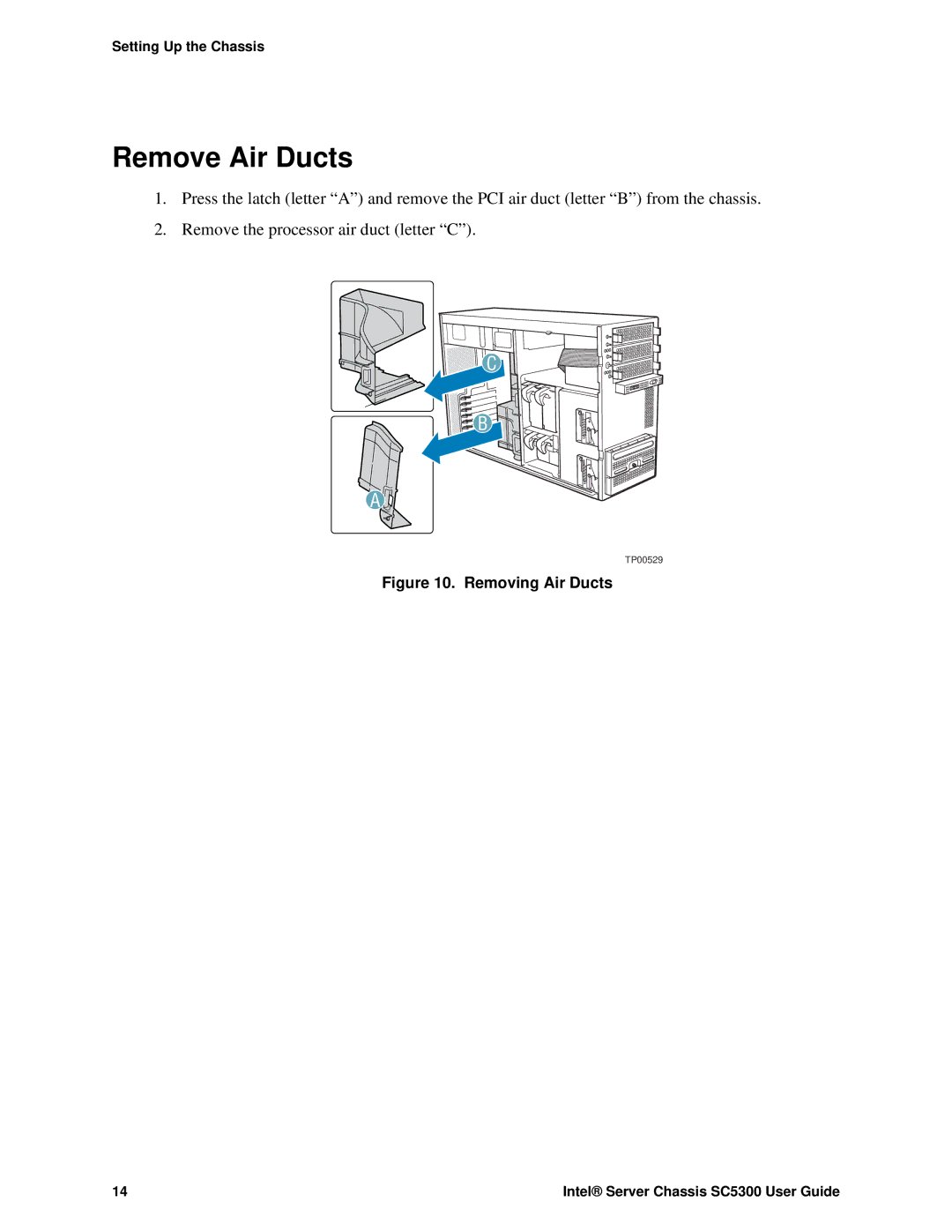 Intel SC5300 LX, SC5300 BRP manual Remove Air Ducts, Removing Air Ducts 