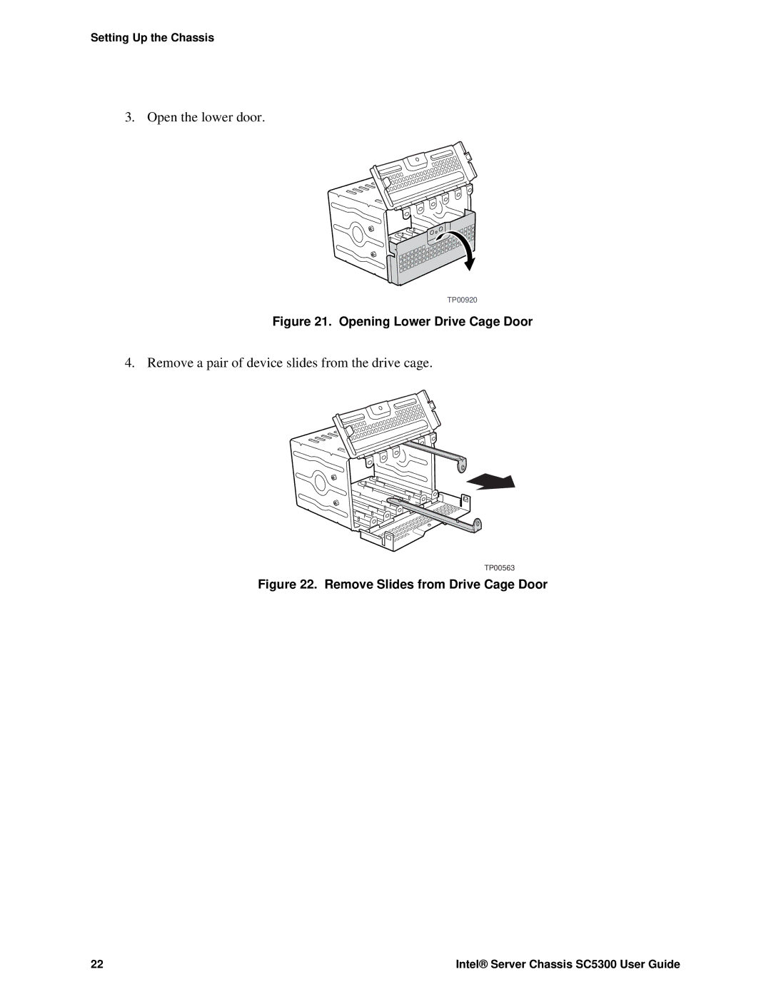 Intel SC5300 BRP, SC5300 LX manual Open the lower door 