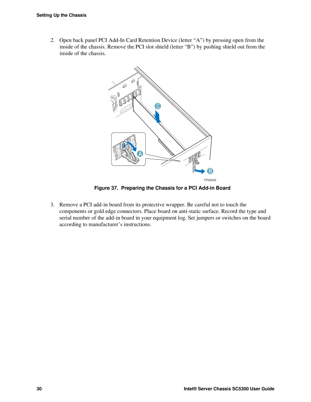 Intel SC5300 LX, SC5300 BRP manual Preparing the Chassis for a PCI Add-in Board 