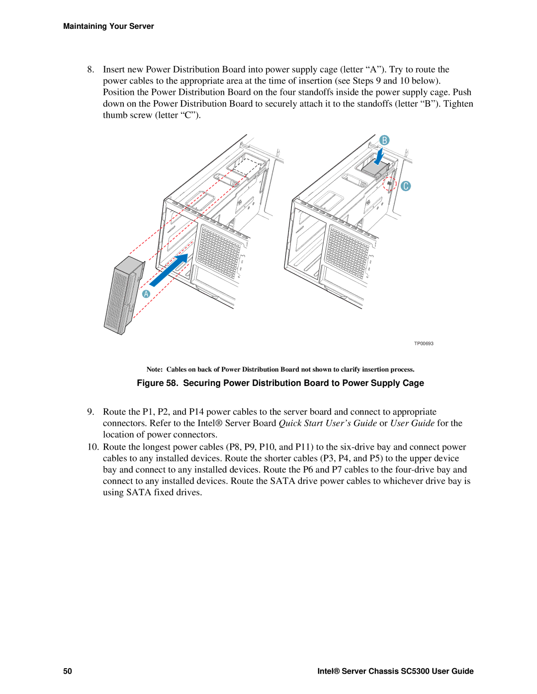 Intel SC5300 LX, SC5300 BRP manual Securing Power Distribution Board to Power Supply Cage 