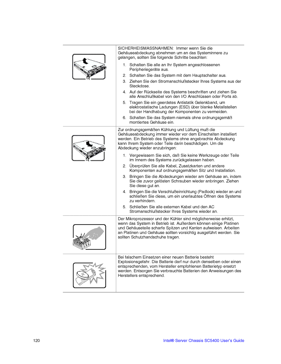 Intel SC5400 manual 120 