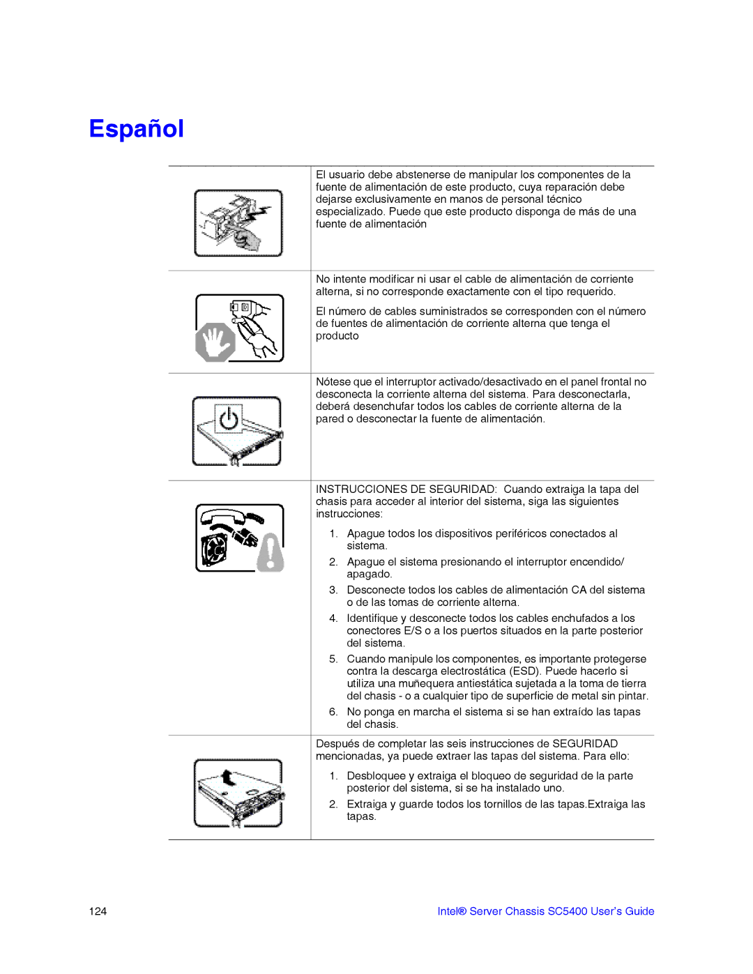 Intel SC5400 manual Español 