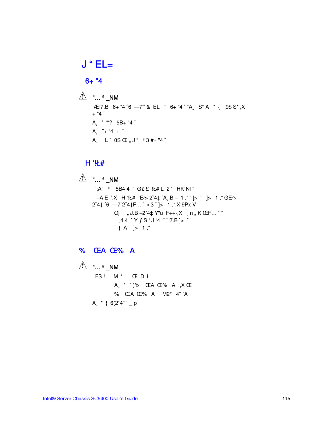 Intel SC5400 manual 其他危险 