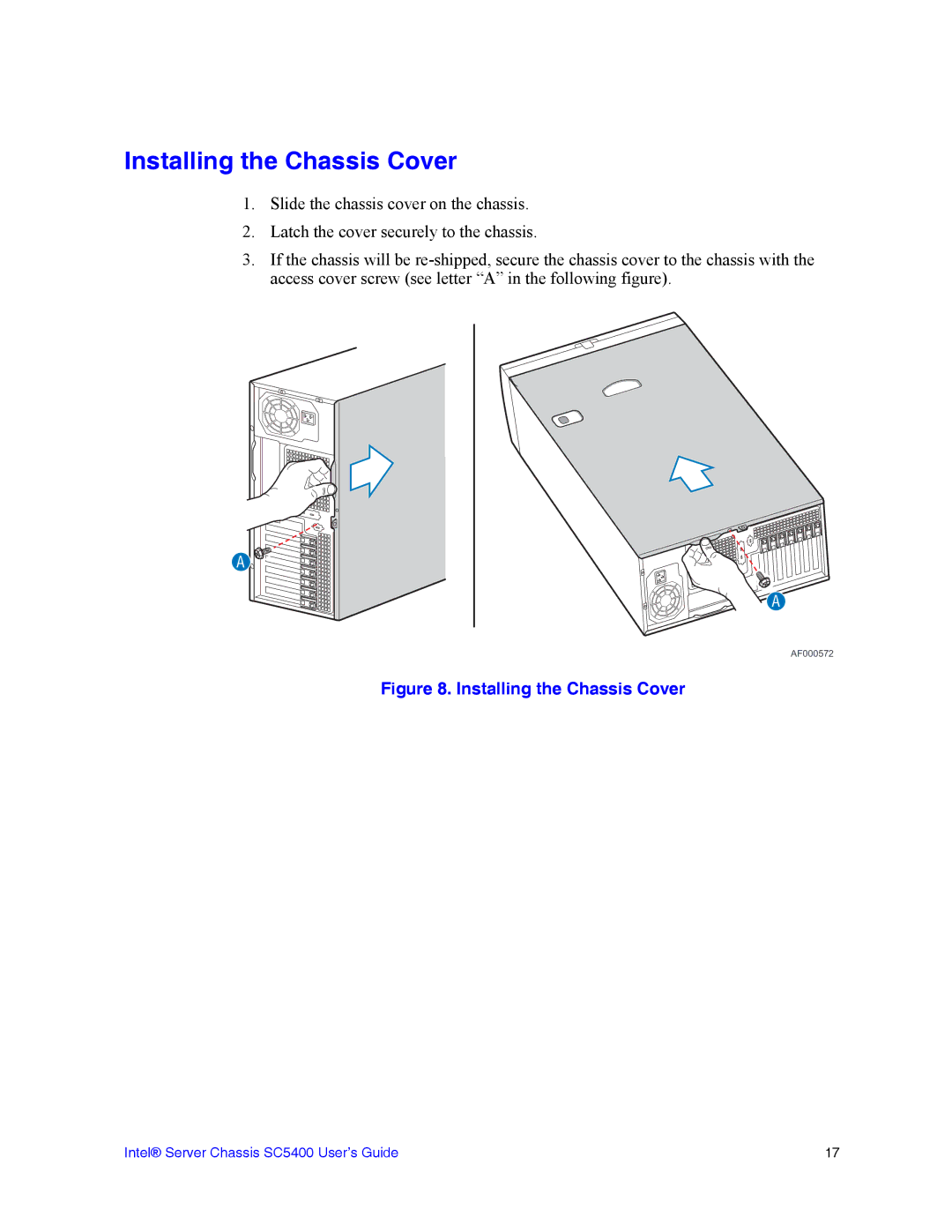 Intel SC5400 manual Installing the Chassis Cover 