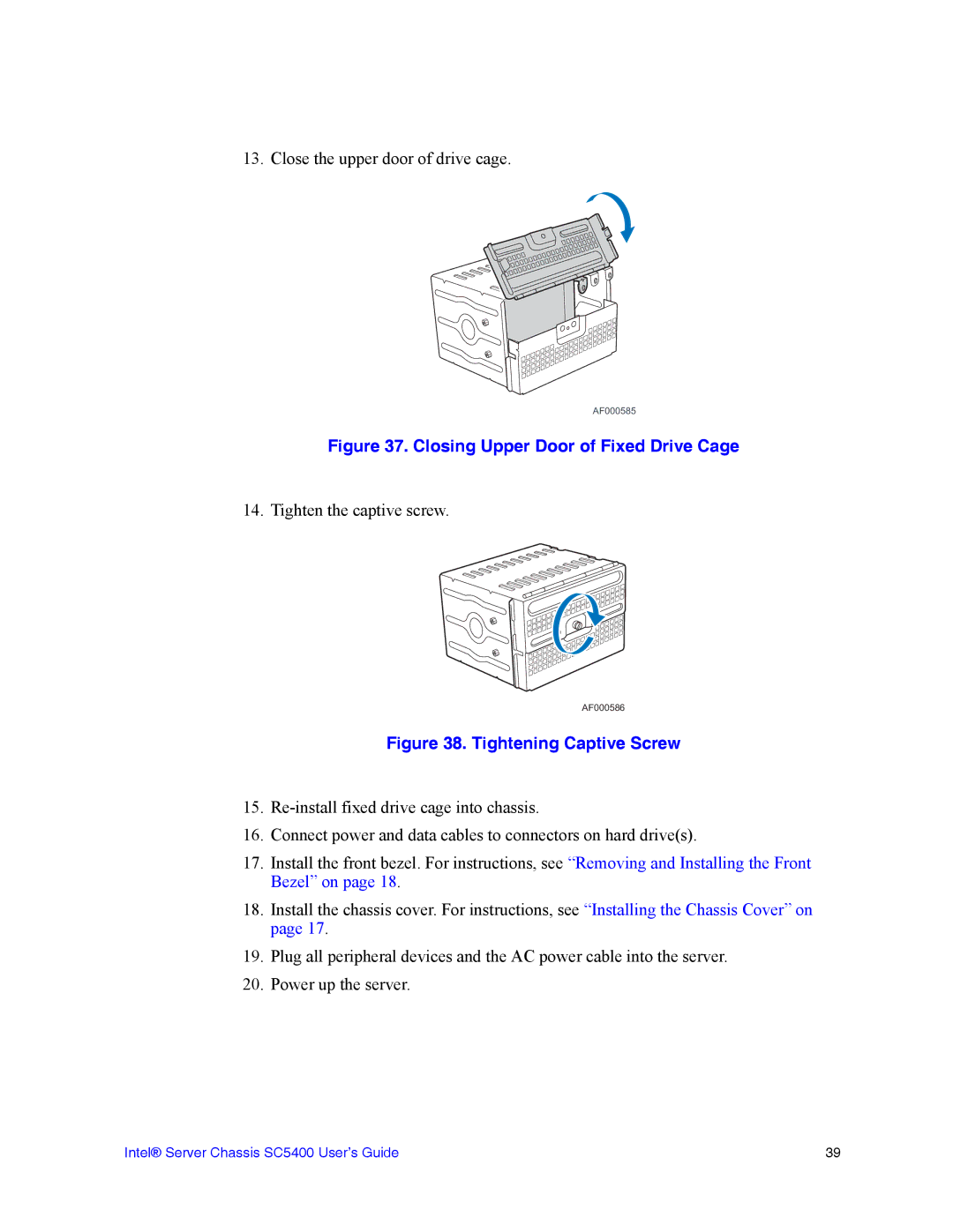 Intel SC5400 manual Tightening Captive Screw 