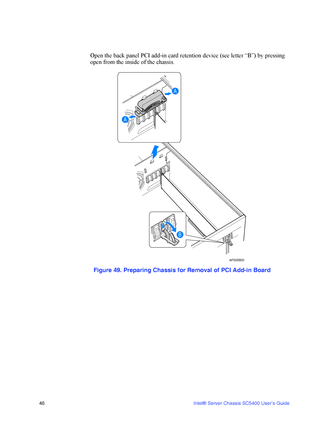 Intel SC5400 manual Preparing Chassis for Removal of PCI Add-in Board 