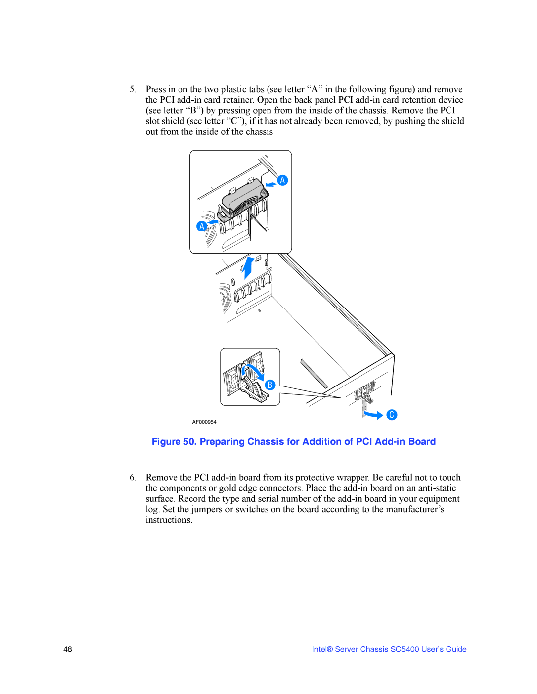 Intel SC5400 manual Preparing Chassis for Addition of PCI Add-in Board 