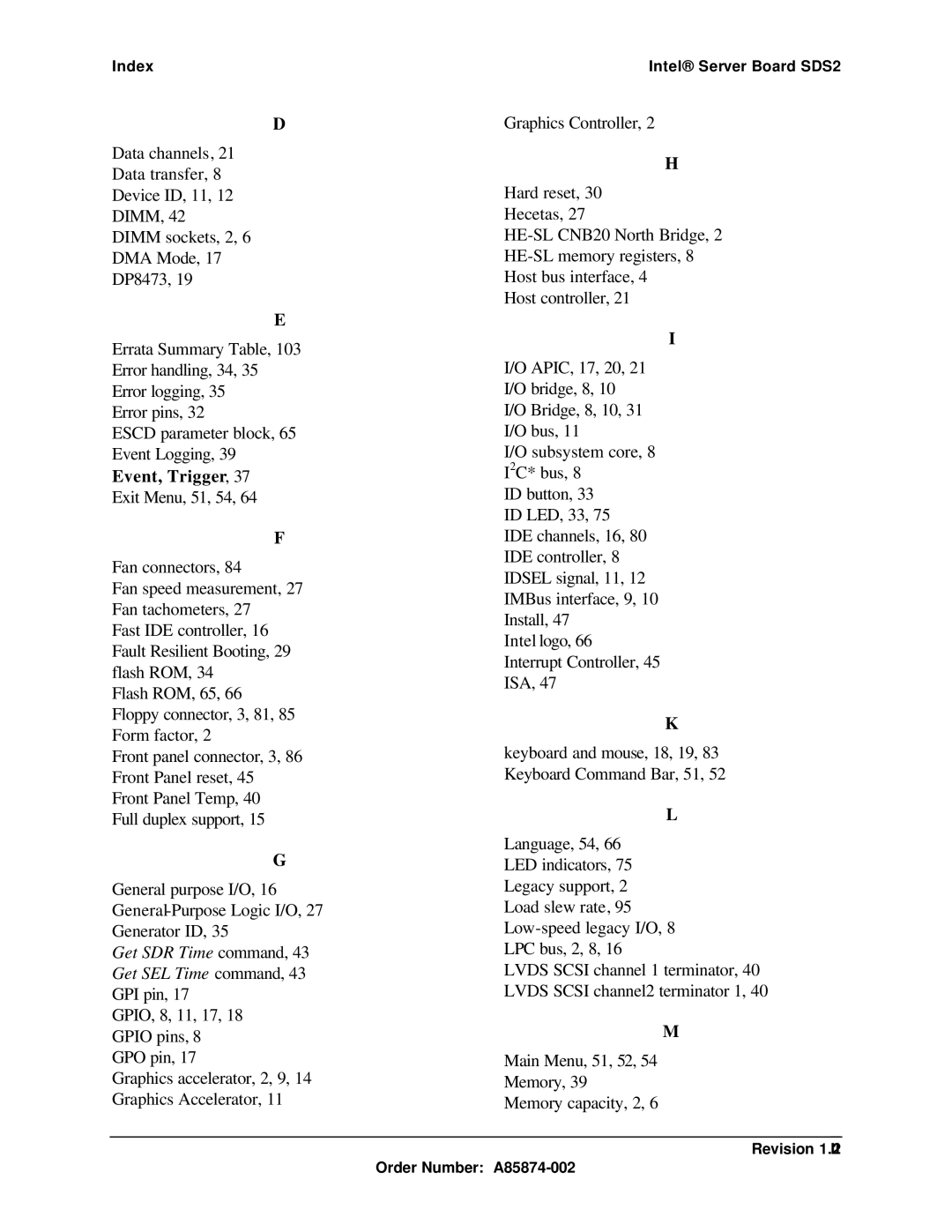 Intel SDS2 manual Get SDR Time command, 43 Get SEL Time command, 43 GPI pin 