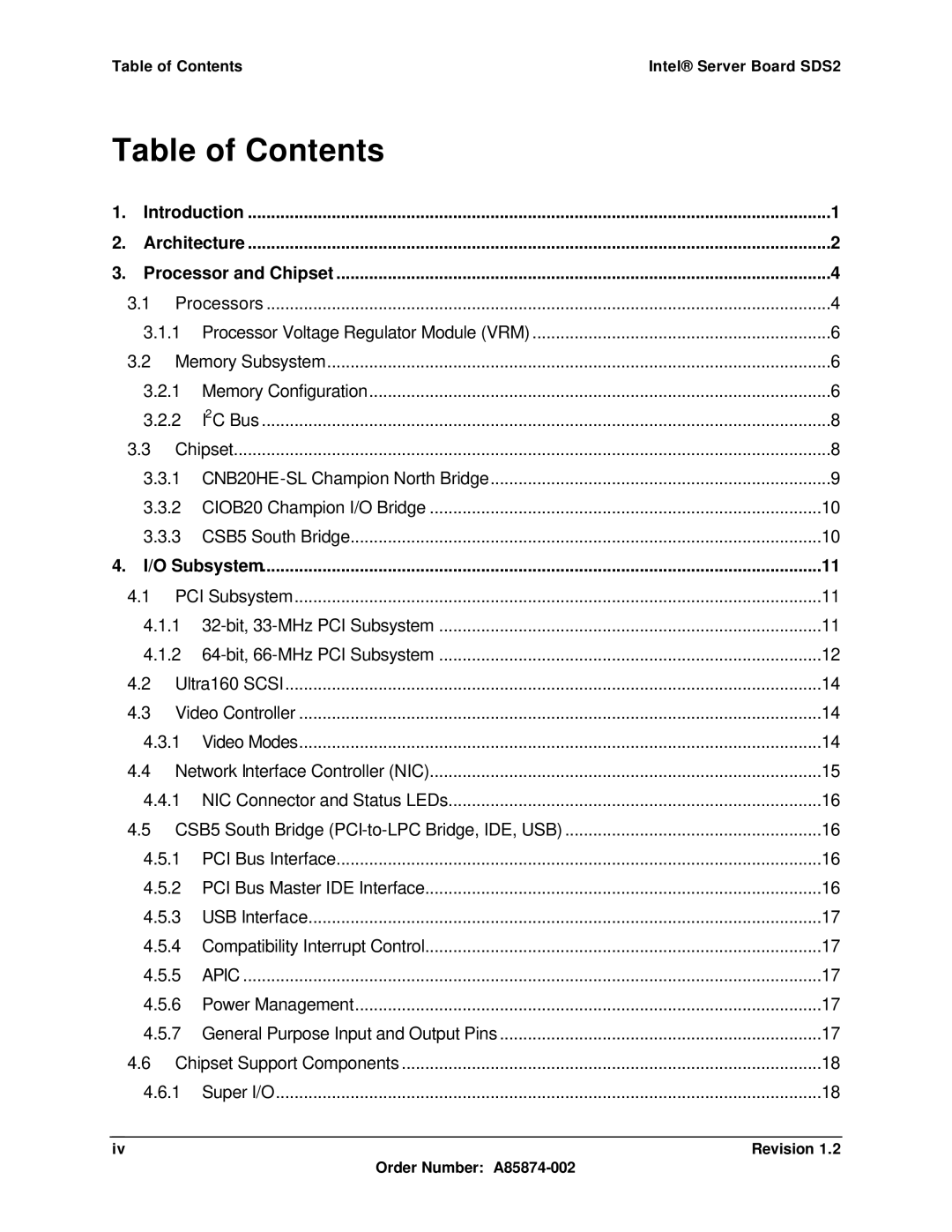 Intel SDS2 manual Table of Contents 