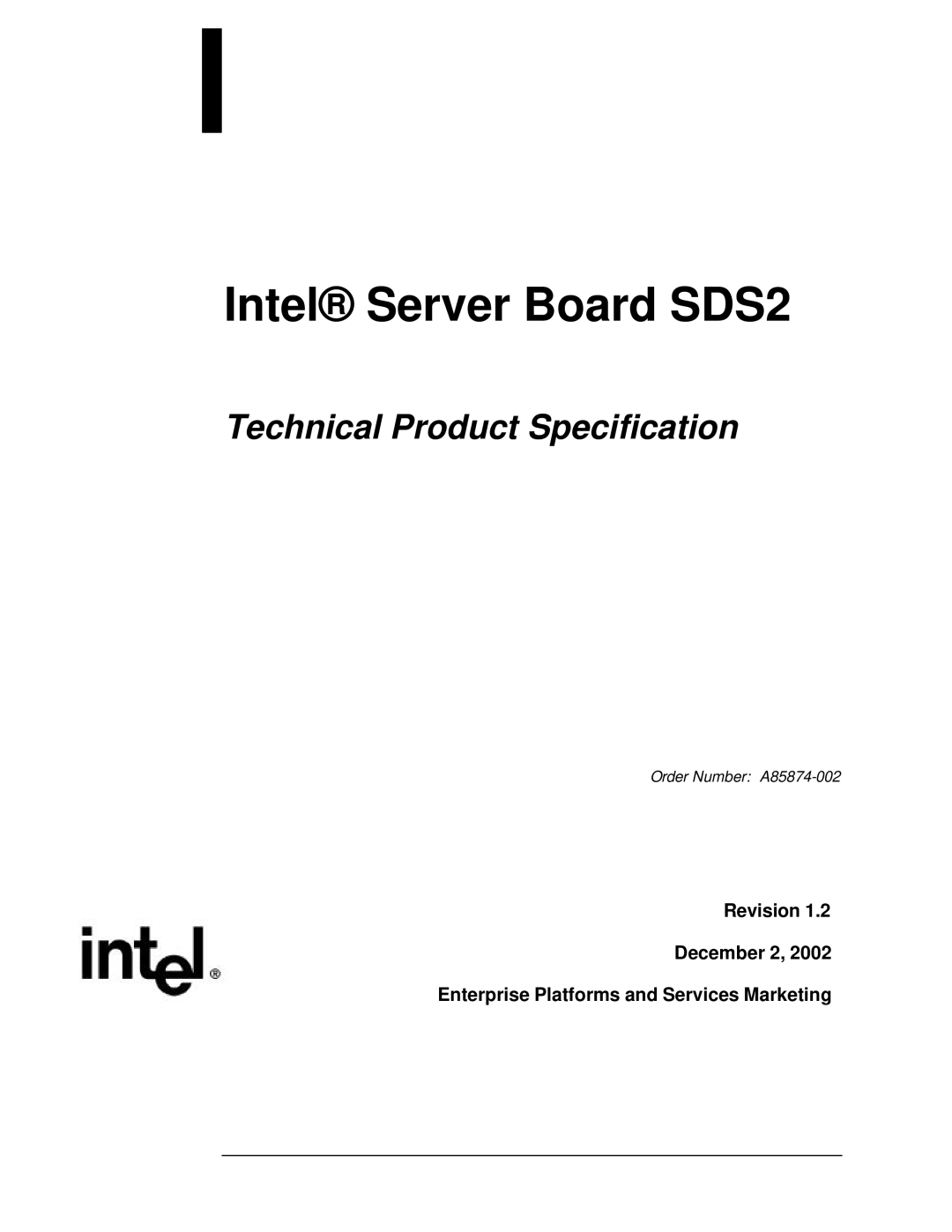 Intel manual Intel Server Board SDS2 