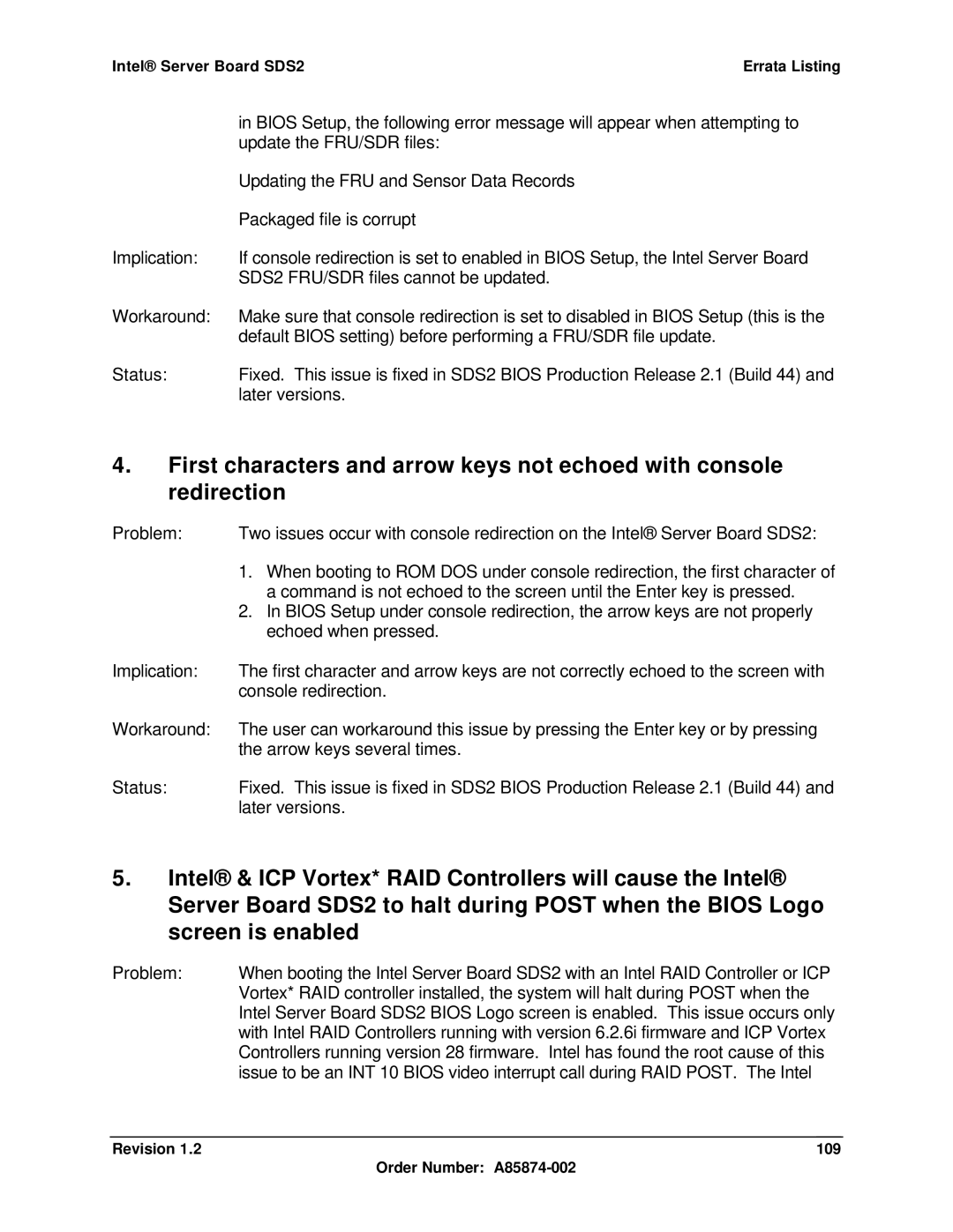 Intel SDS2 manual Revision 109 Order Number A85874-002 