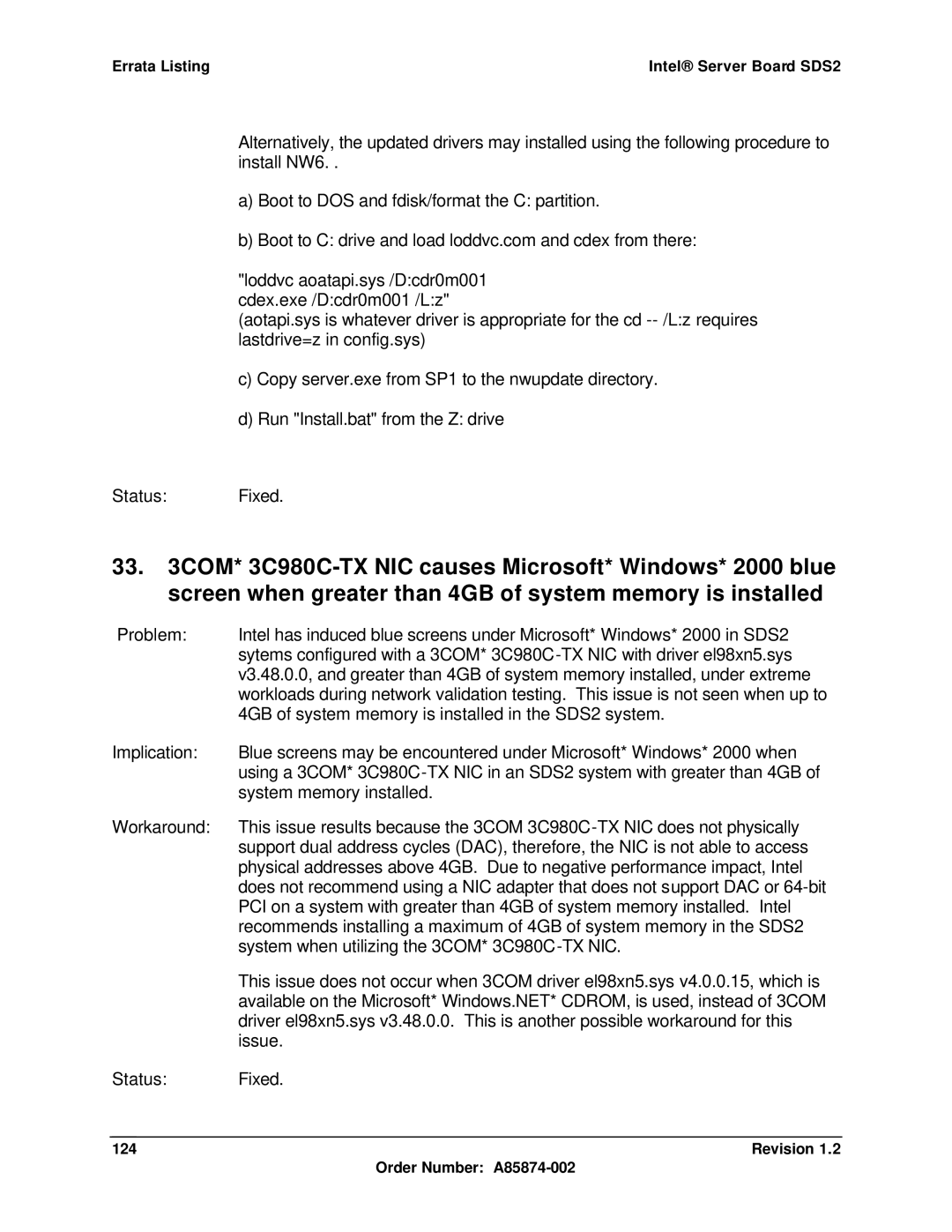 Intel SDS2 manual Revision Order Number A85874-002 