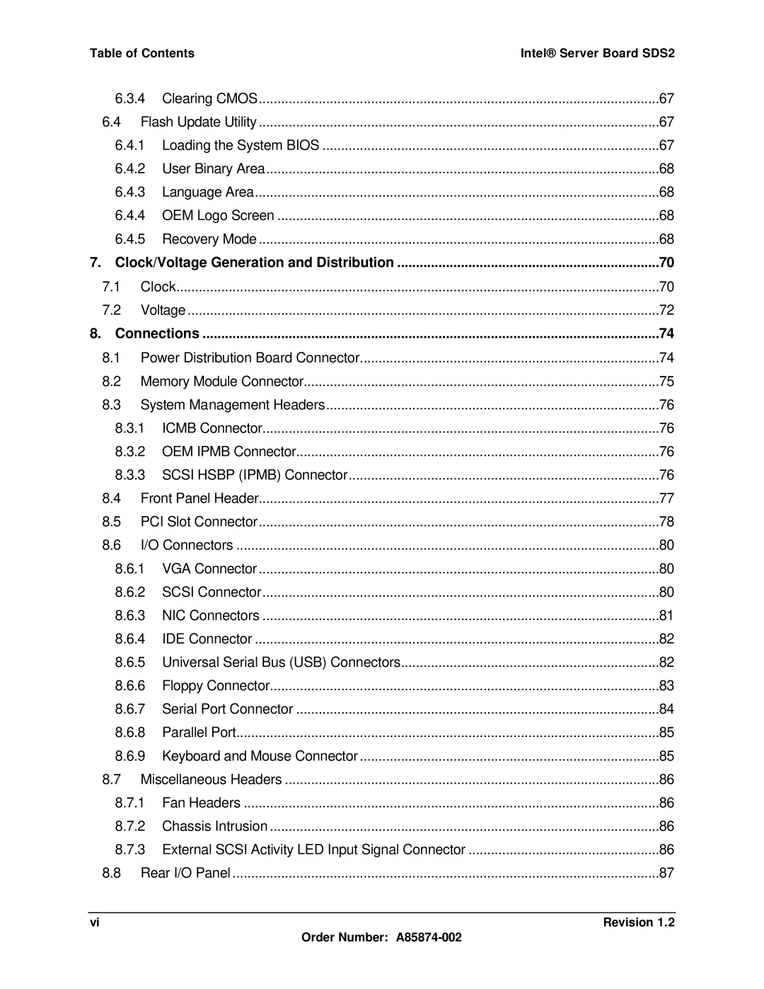 Intel manual Table of Contents Intel Server Board SDS2 