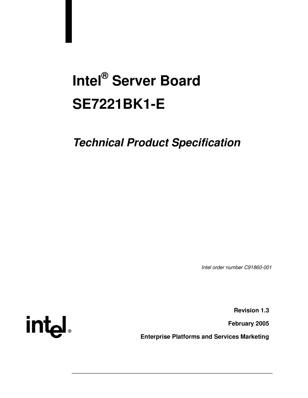 Intel manual Intel Server Board SE7221BK1-E 