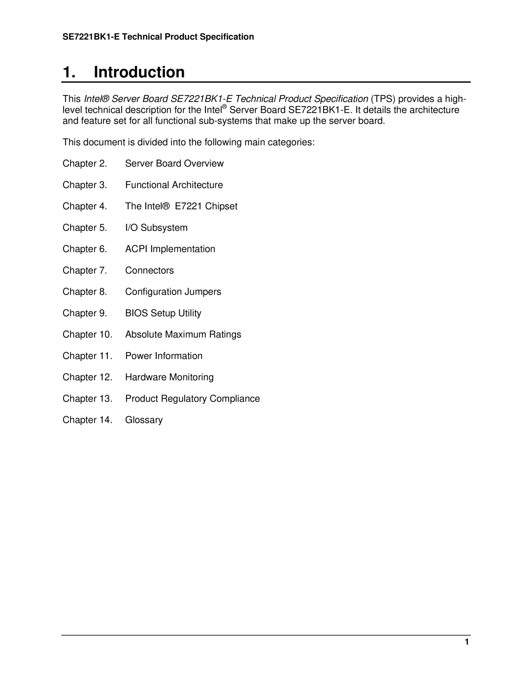 Intel SE7221BK1-E manual Introduction 