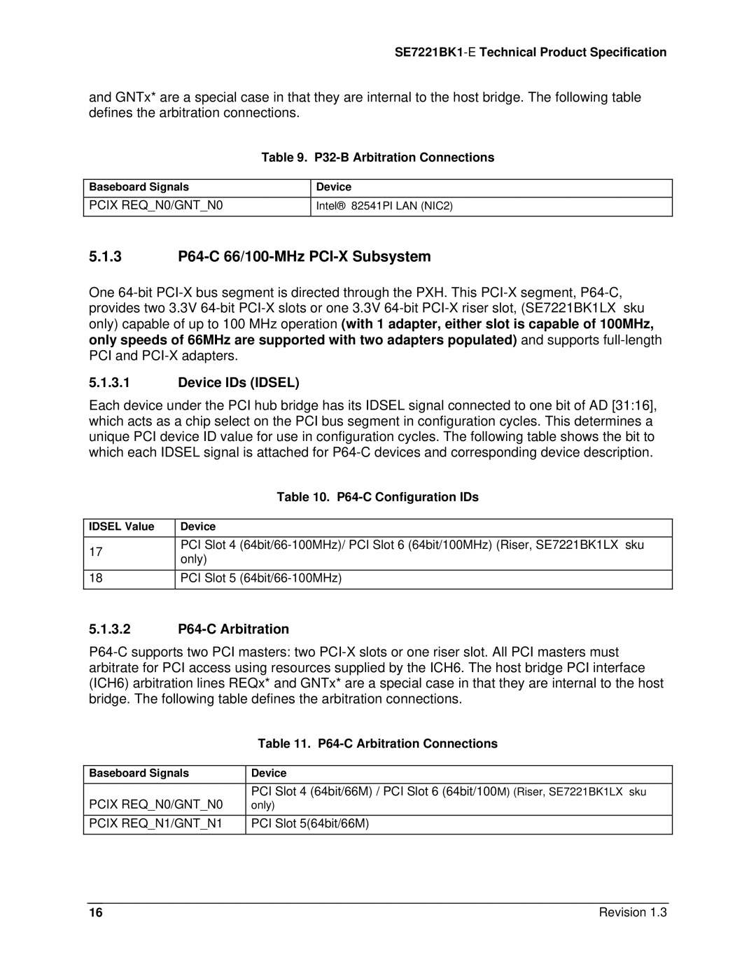 Intel SE7221BK1-E manual 3 P64-C 66/100-MHz PCI-X Subsystem, 3.2 P64-C Arbitration, P32-B Arbitration Connections 