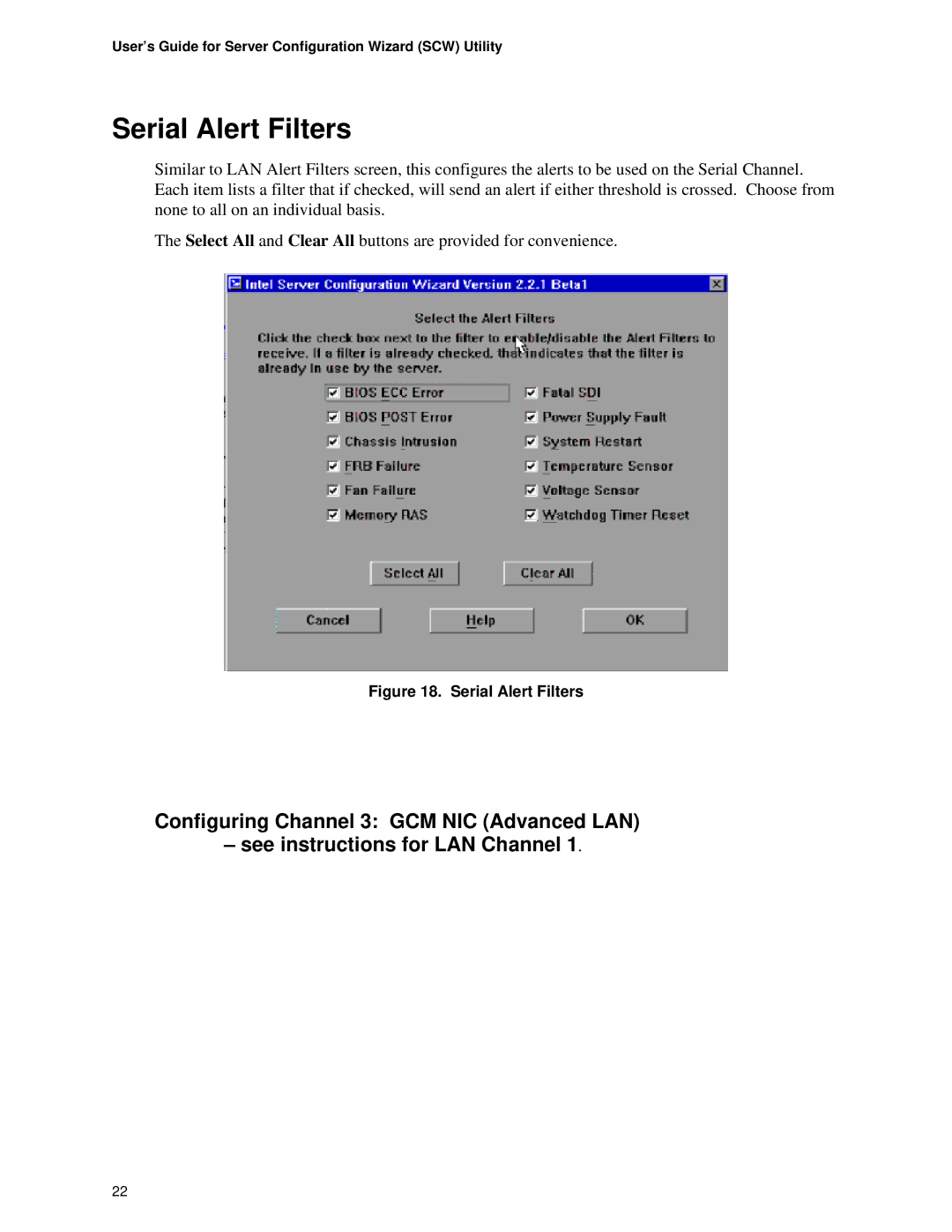 Intel SE75xx, SE7320, SE72xx, SE8500 manual Serial Alert Filters 