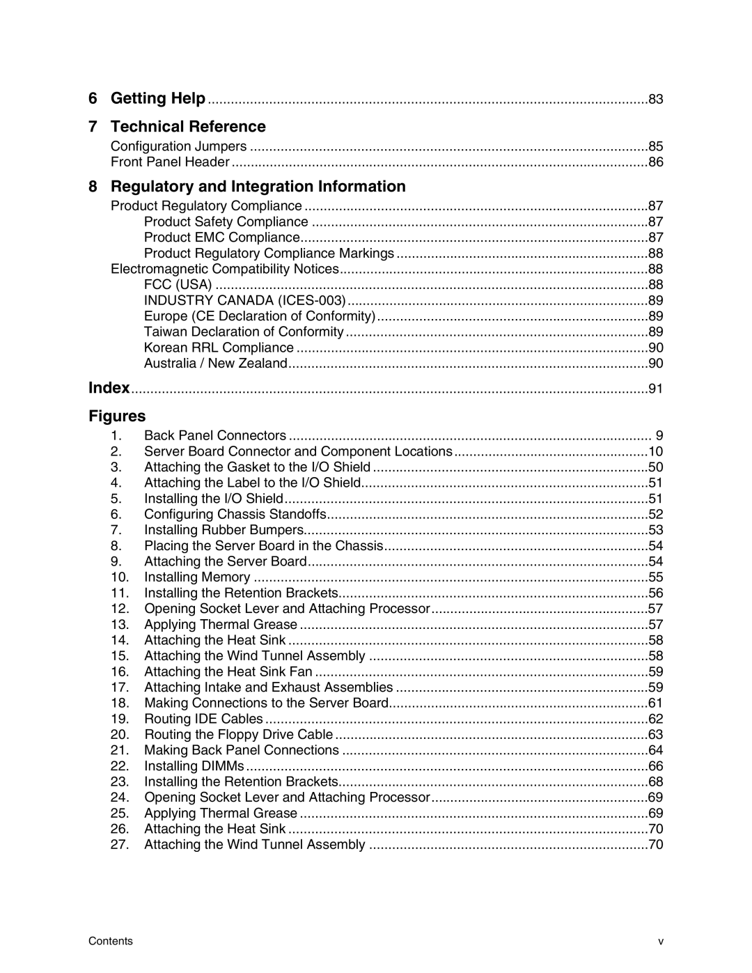 Intel SE7500CW2 manual Technical Reference, Regulatory and Integration Information, Index 