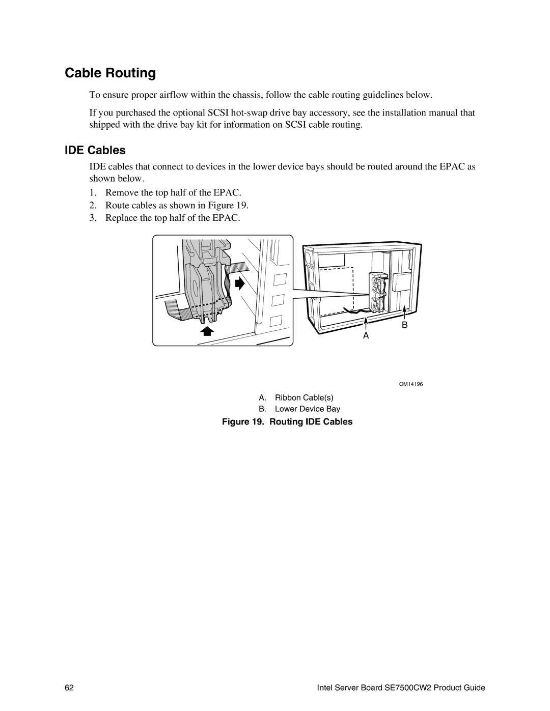 Intel SE7500CW2 manual Cable Routing, IDE Cables 