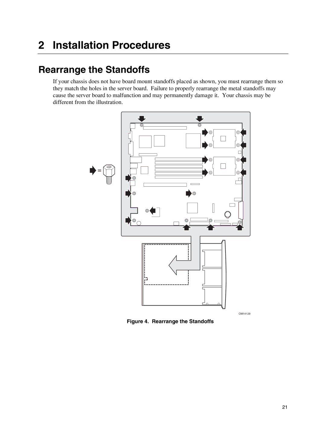 Intel SE7500WV2 manual Installation Procedures, Rearrange the Standoffs 