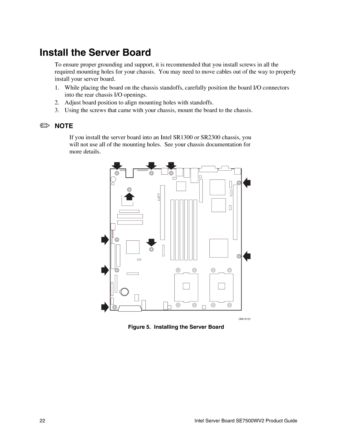 Intel SE7500WV2 manual Install the Server Board, Installing the Server Board 