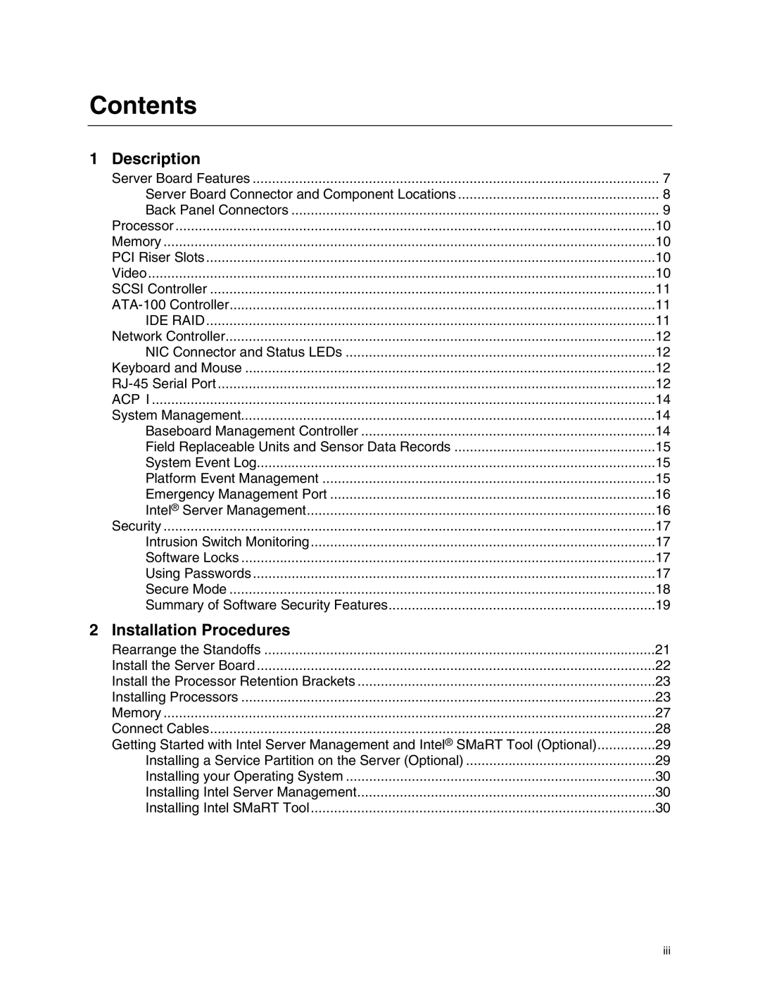 Intel SE7500WV2 manual Contents 