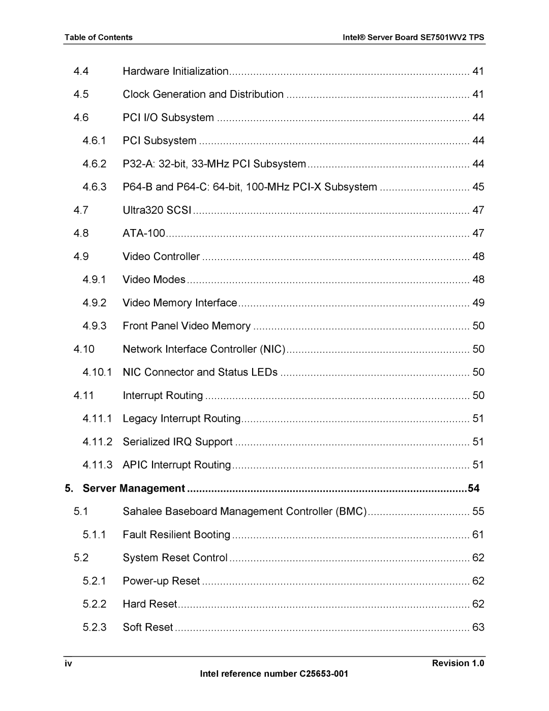 Intel manual Table of Contents Intel Server Board SE7501WV2 TPS, Server Management 