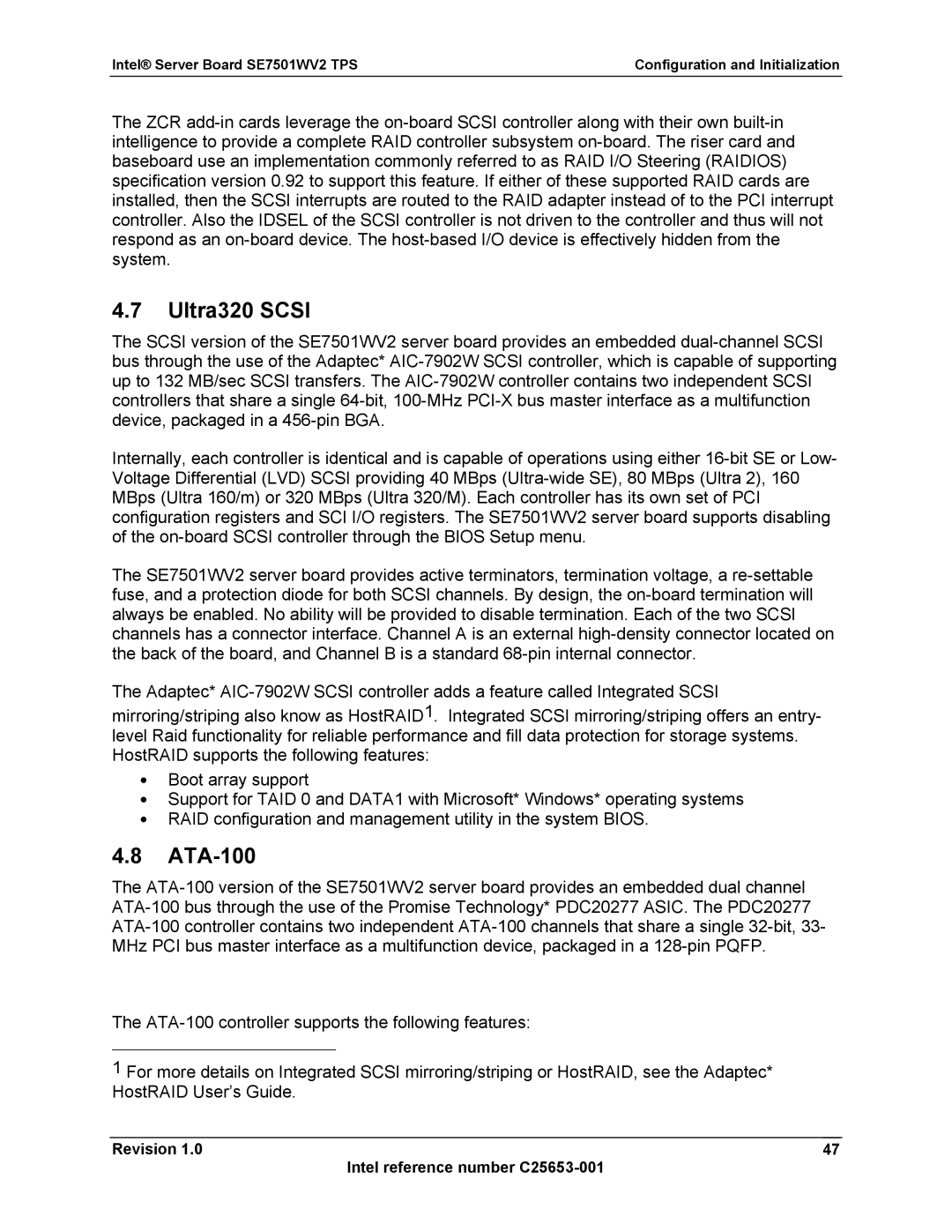 Intel SE7501WV2 manual Ultra320 Scsi, ATA-100 