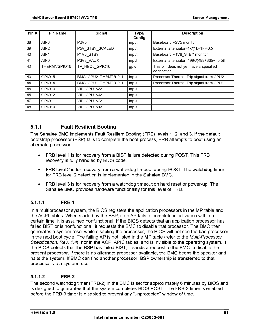 Intel SE7501WV2 manual Fault Resilient Booting, FRB-1, FRB-2 