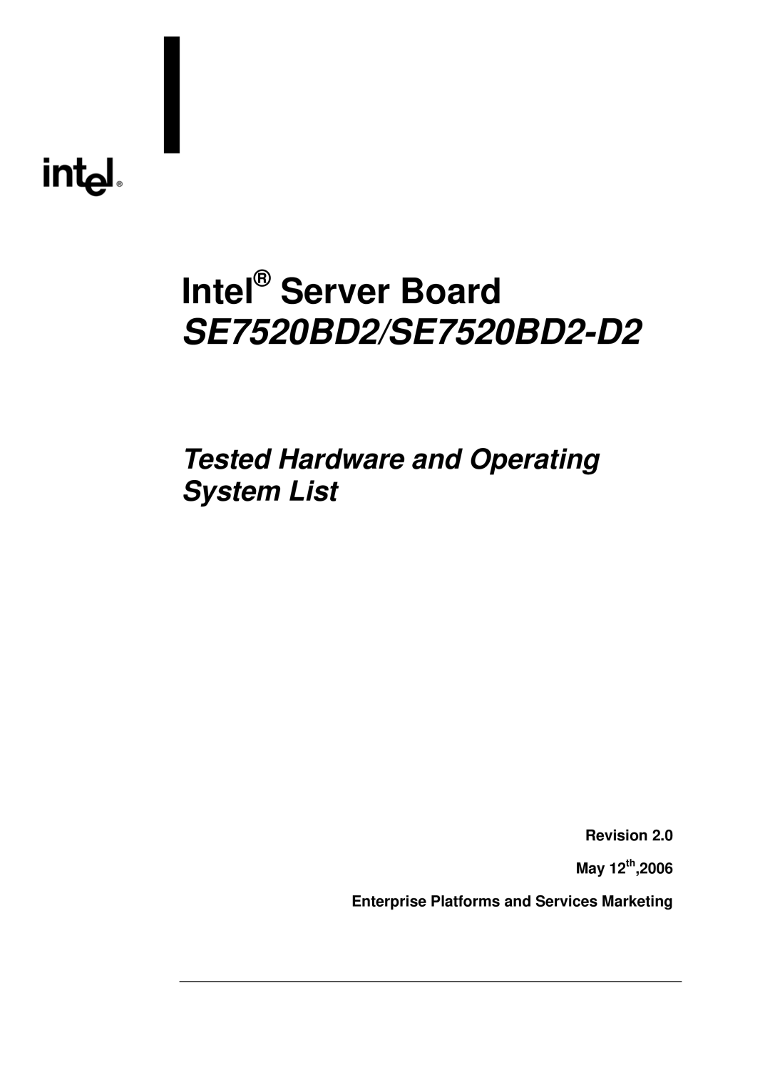 Intel manual SE7520BD2/SE7520BD2-D2 