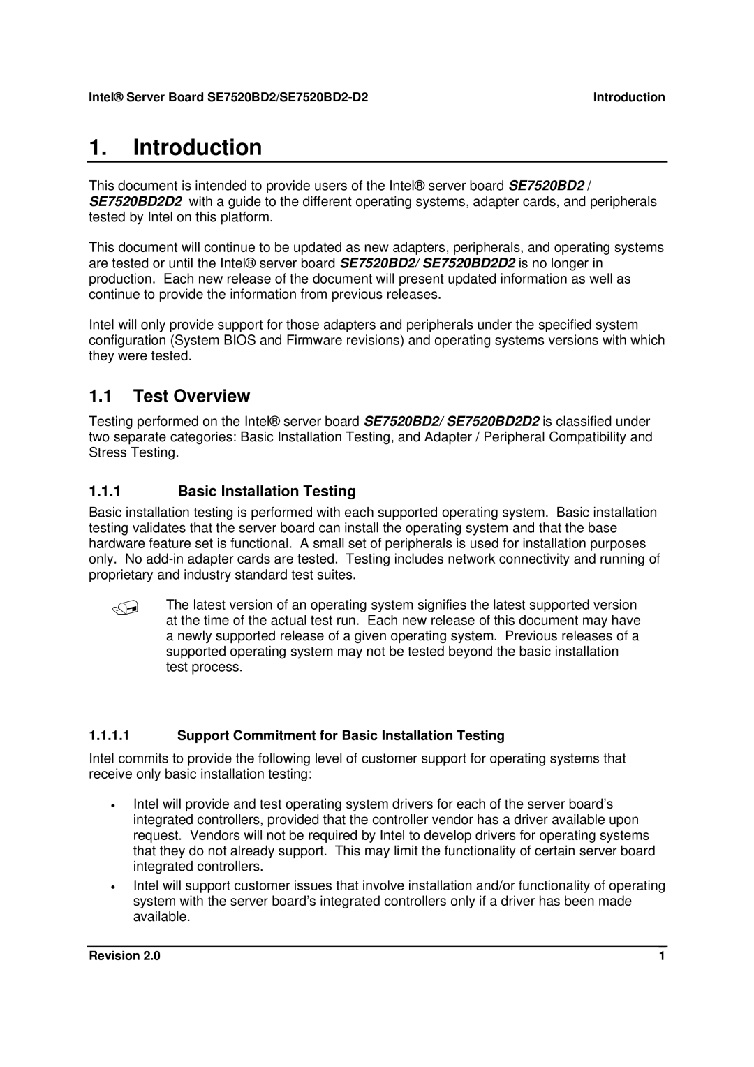 Intel SE7520BD2-D2 manual Introduction, Test Overview 