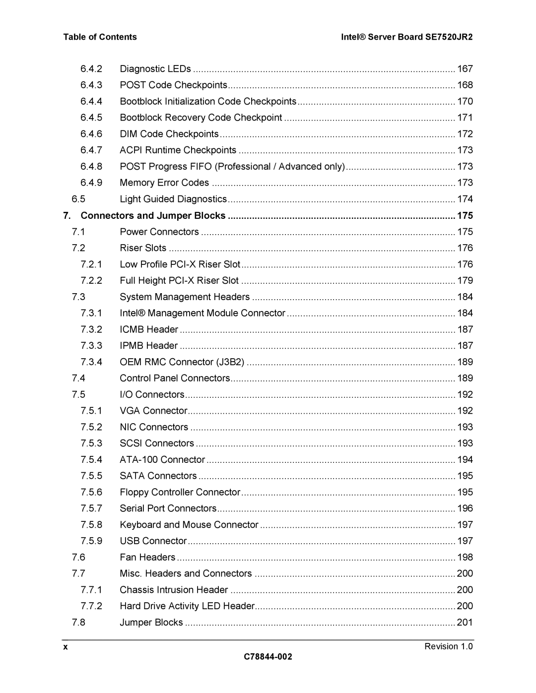 Intel SE7520JR2 manual 175, 201 