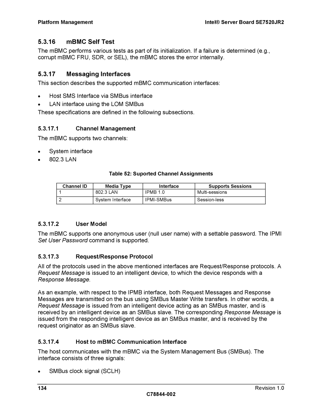 Intel SE7520JR2 manual MBMC Self Test, Messaging Interfaces 