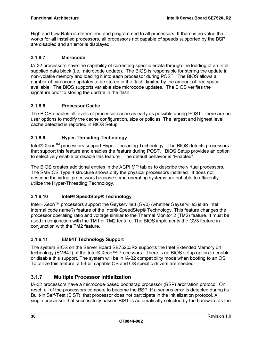 Intel SE7520JR2 manual Multiple Processor Initialization 