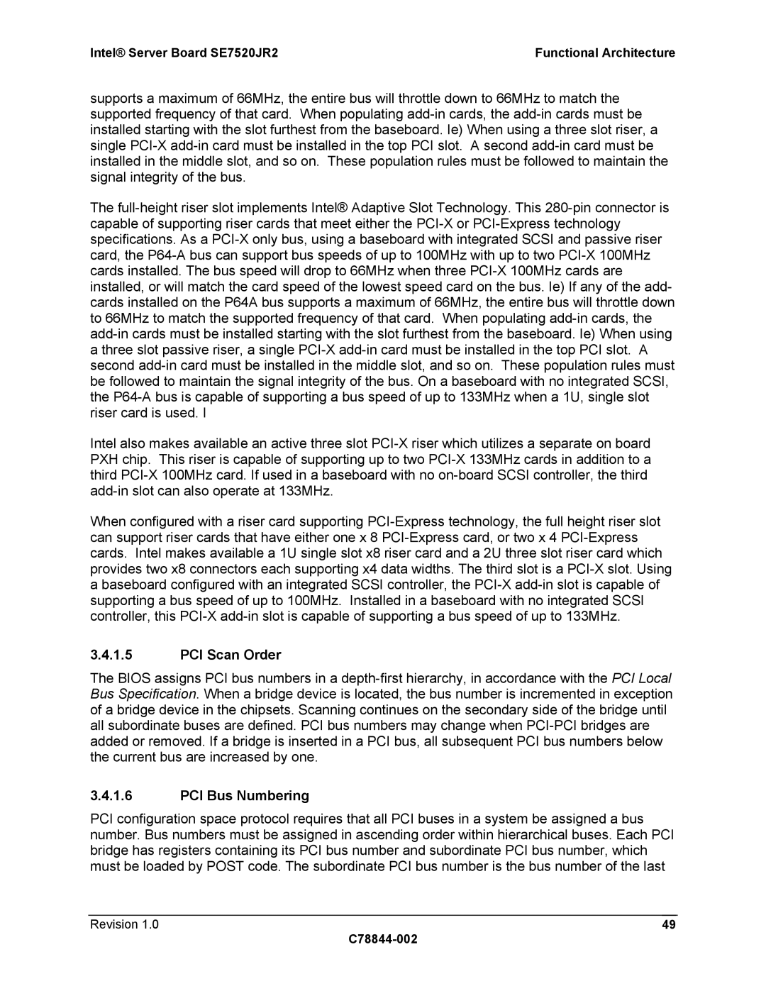 Intel SE7520JR2 manual PCI Scan Order, PCI Bus Numbering 